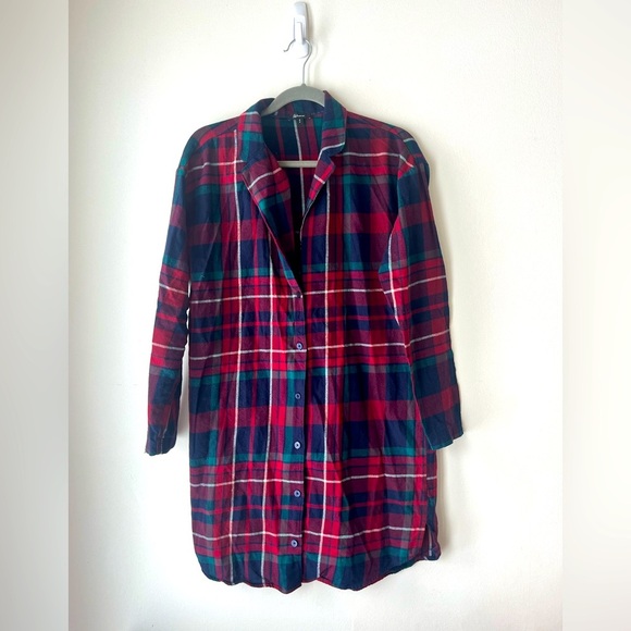 Women’s long  sleeve button up flannel night dress nightgown small - Picture 1 of 7